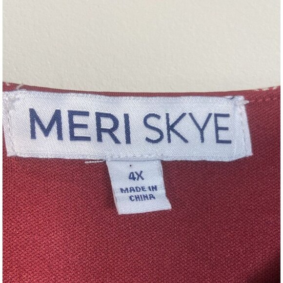 Meri Skye Dress 4X Plus Sleeveless Sheath Burgundy Floral Midi Stretch Office - Picture 4 of 10